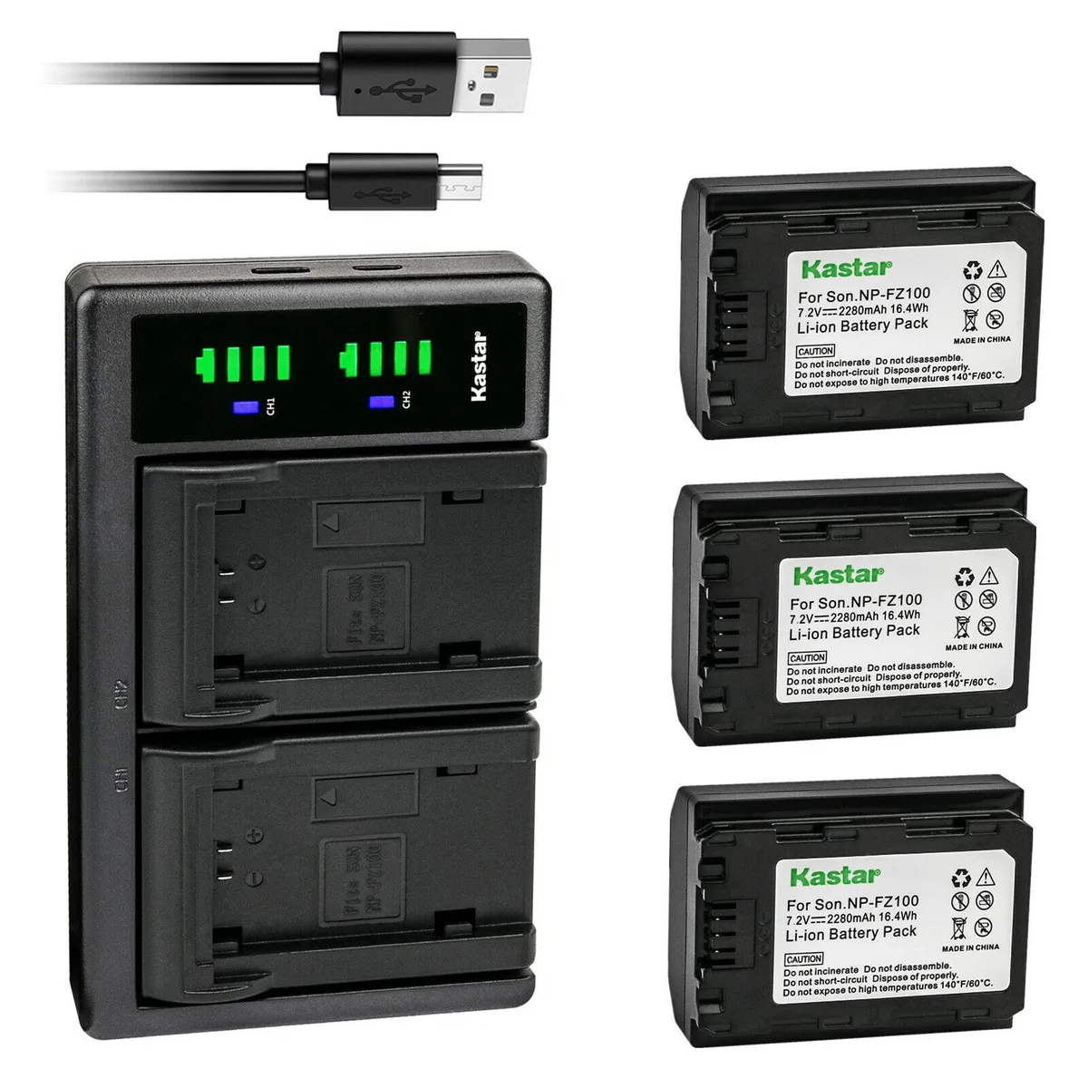Kastar Kastar NP-FZ100 3-Pack Battery &amp; LTD2 USB Charger — product photo