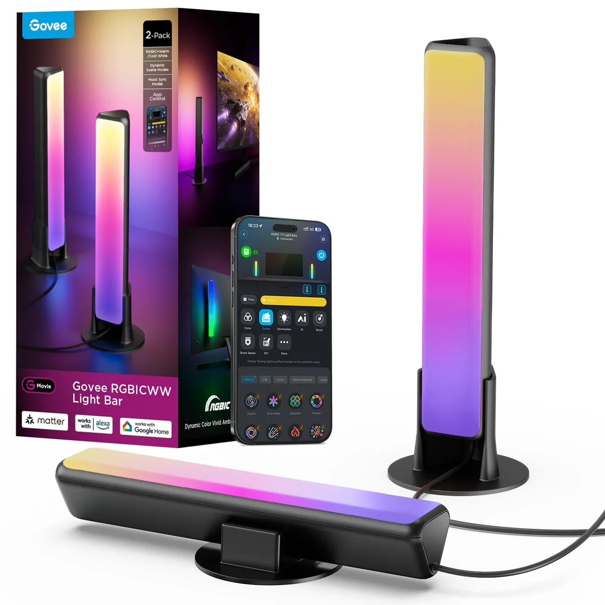 Two silver LED light bars on a black base, table mount design