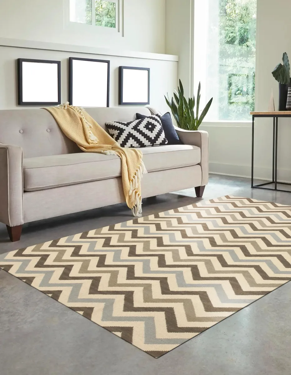 EORC EORC 12' x 15' Handmade Wool Flatweave Reversible Chevron Area Rug — product photo