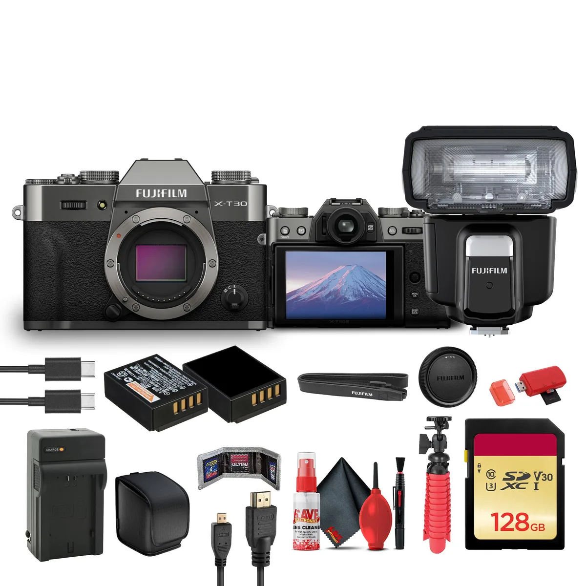 FUJIFILM FUJIFILM X-T30 III Charcoal Silver bundle compact mirrorless camera — product photo