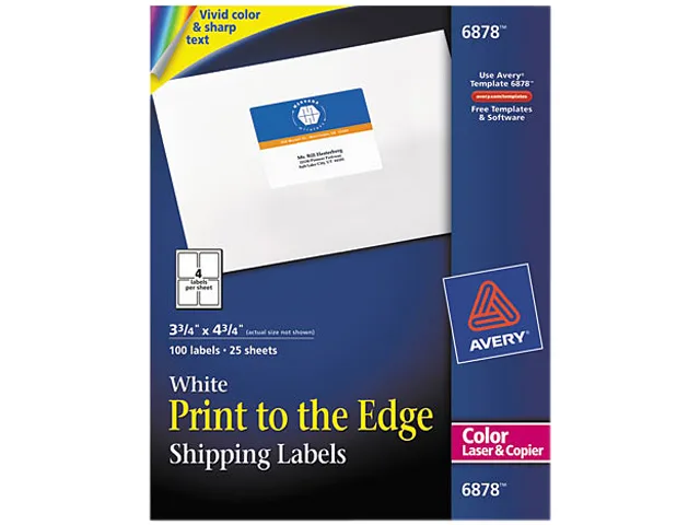 Avery Avery 6878 Shipping Labels 3-3/4" x 4-3/4" 100 Labels — product photo