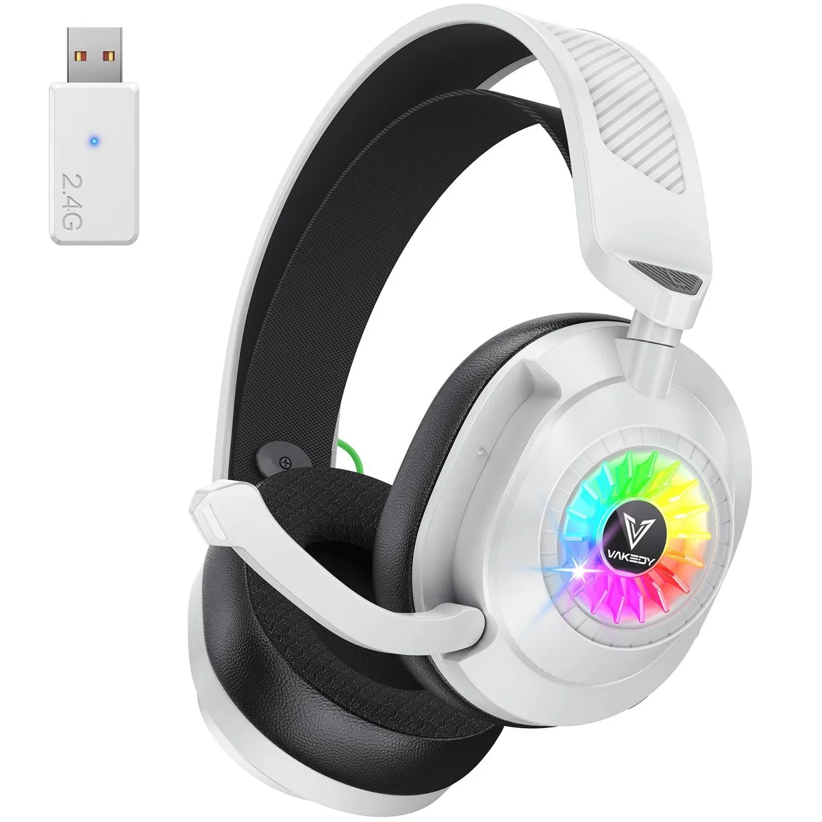 Aukey HW10 Wireless Gaming Headset White 2.4GHz Bluetooth 24ms 50mm 250g 50h — product photo
