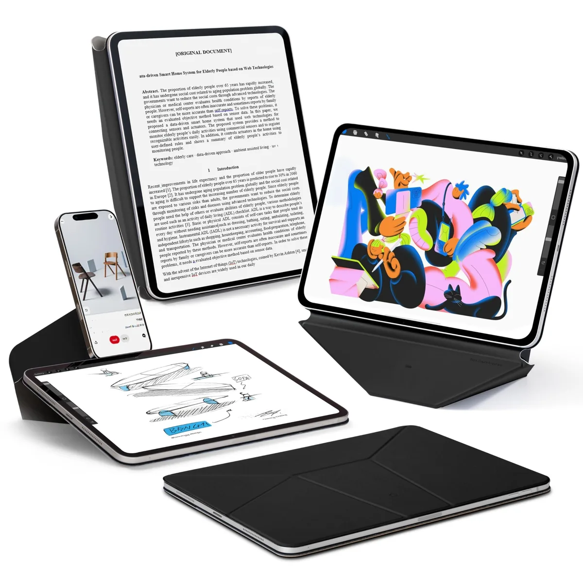 MOFT MOFT Dynamic Folio Case for iPad Pro 13-inch (M5 2025/M4 2024) Jet Black 2 in 1 accessory — product photo