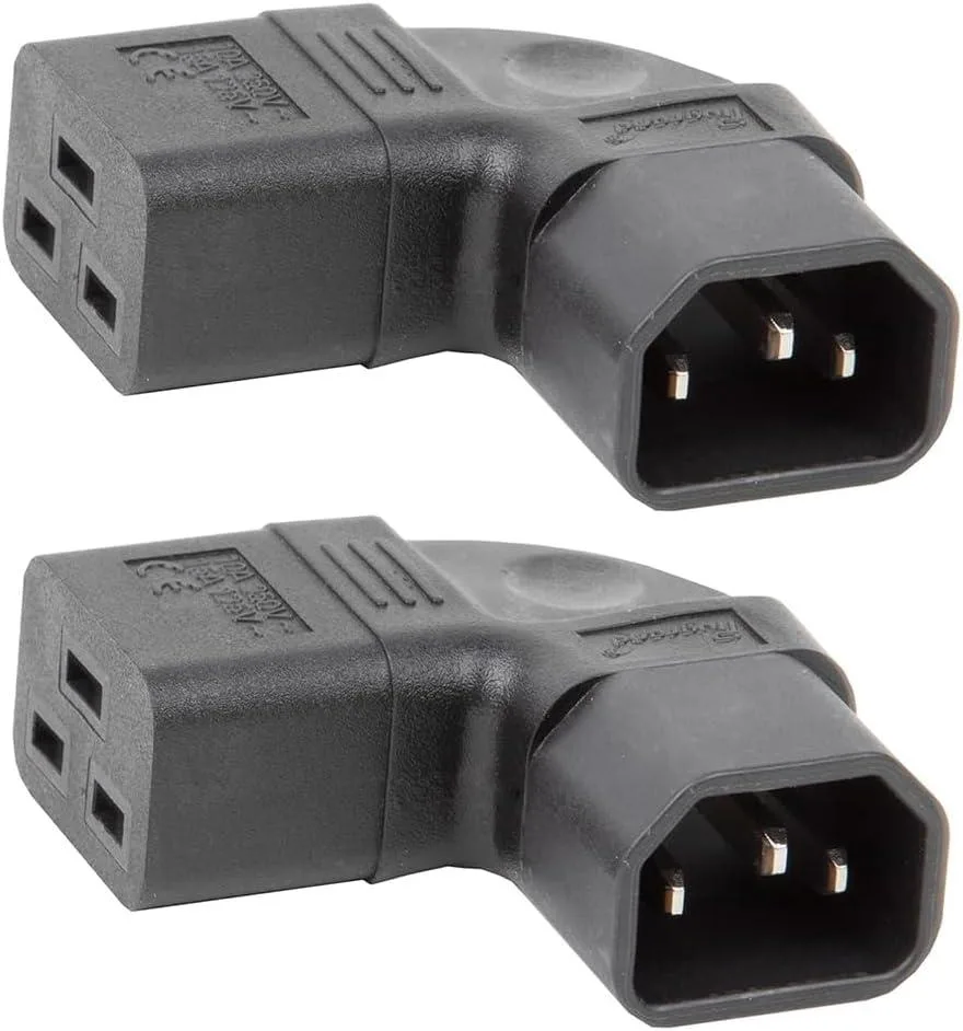 TeKit TeKit IEC C14 to C19 90° Left Angle Adapter 2-Pack — product photo
