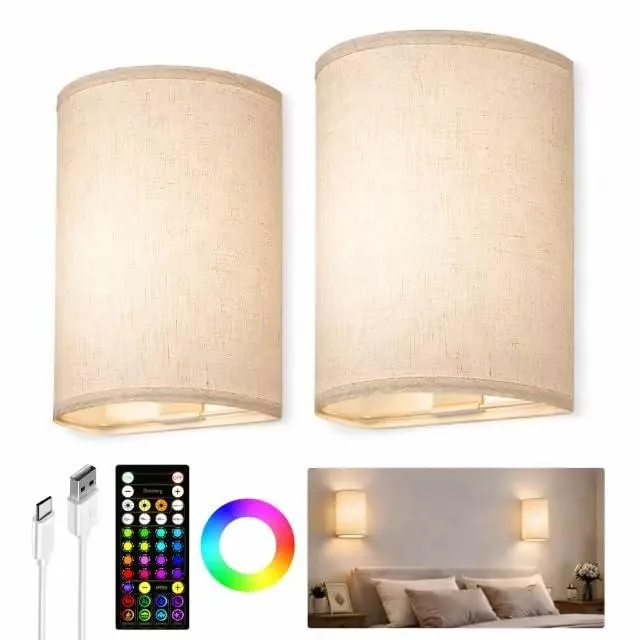  EZVALO WL04 Wall Sconce Set of 2 80 RGB 3000K 4500K 6500K 4000mAh — product photo