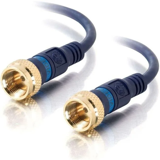 Blue 3 ft mini-coax cable with gold F-type male connectors at both ends
