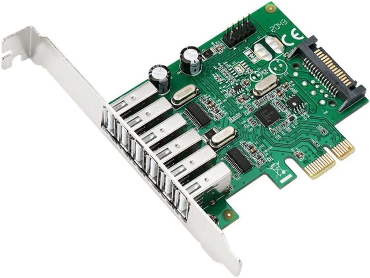 Vszerda Vszerda 6-Port USB 2.0 PCIe x1 Expansion Card with 15-Pin SATA Power — product photo