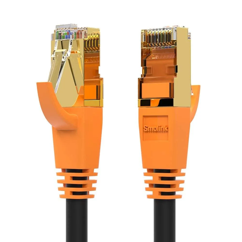 Orange Cat 8 Ethernet cable 1.5 ft with RJ45 connectors