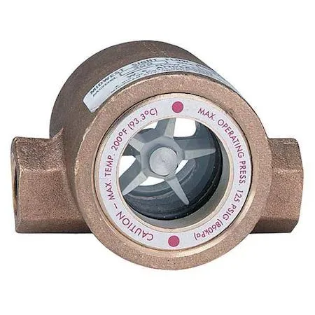 Bronze sight flow indicator with dual tempered glass windows and rotor, 1/2 inch FNPT connections