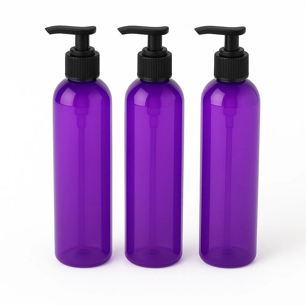 Vandue Corporation Vandue Corporation 8oz Bullet Round Bottle with Saddle Pump Purple 3 Pack 7.5" .2500 lbs — product photo