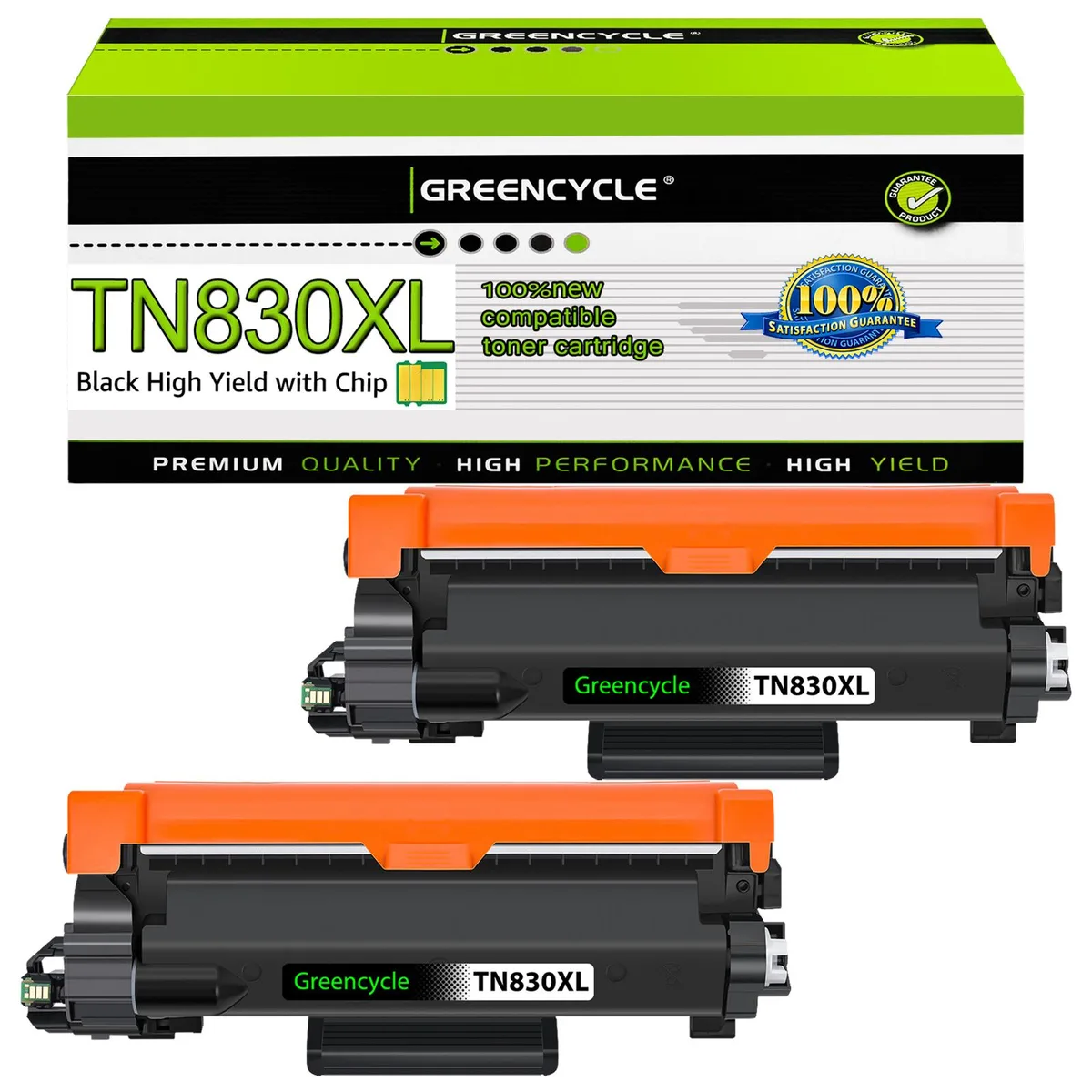 GREENCYCLE GREENCYCLE TN830XL Black Toner Cartridge 2 Pack 3000 Pages — product photo