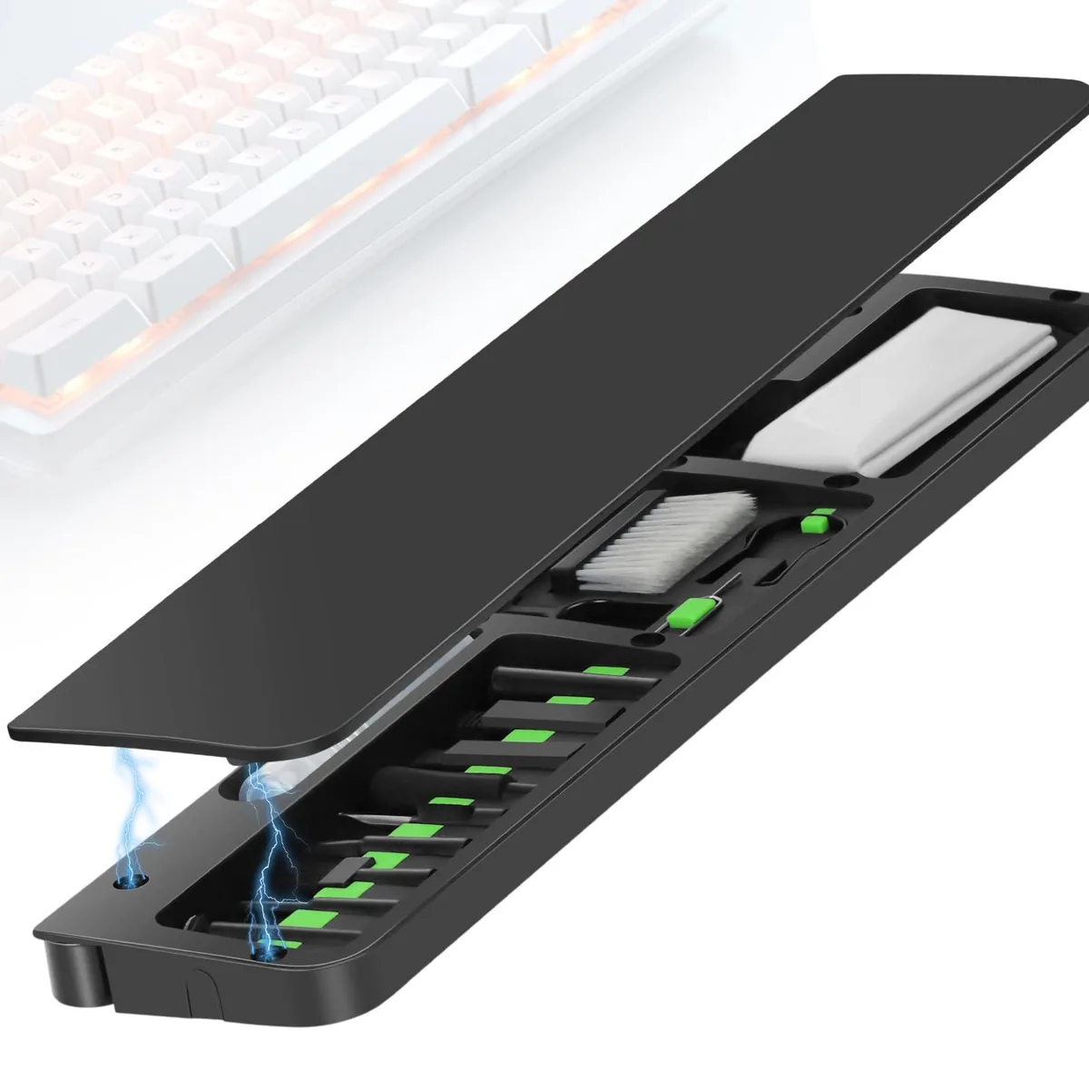  JiaTeums JM-QS22-BLK Wrist Rest 36x7.3cm with 15 Cleaning Tools — product photo