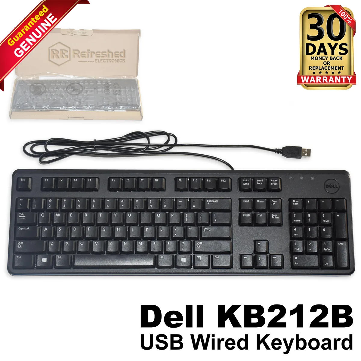 DELL DELL KB212B 104-key USB wired keyboard black C638N laptop replacement part — product photo