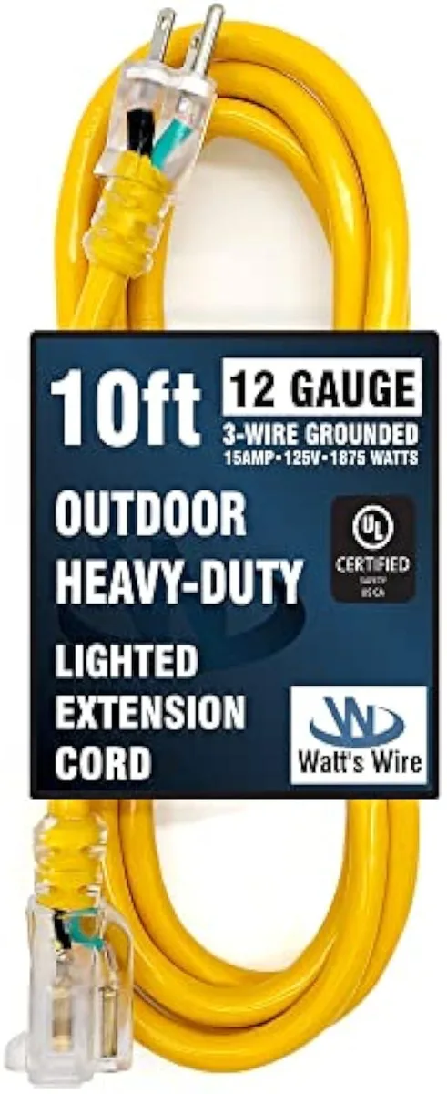 TAURKENAM TAURKENAM 10 ft 12 Gauge Lighted SJTW Extension Cord — product photo