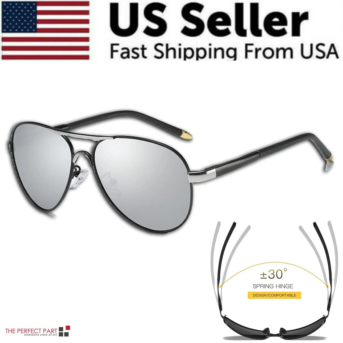 The Perfect Part The Perfect Part Polarized Sunglasses Style 2 Black Silver Lens 2-pack UV400 48mm 20mm 137mm — product photo
