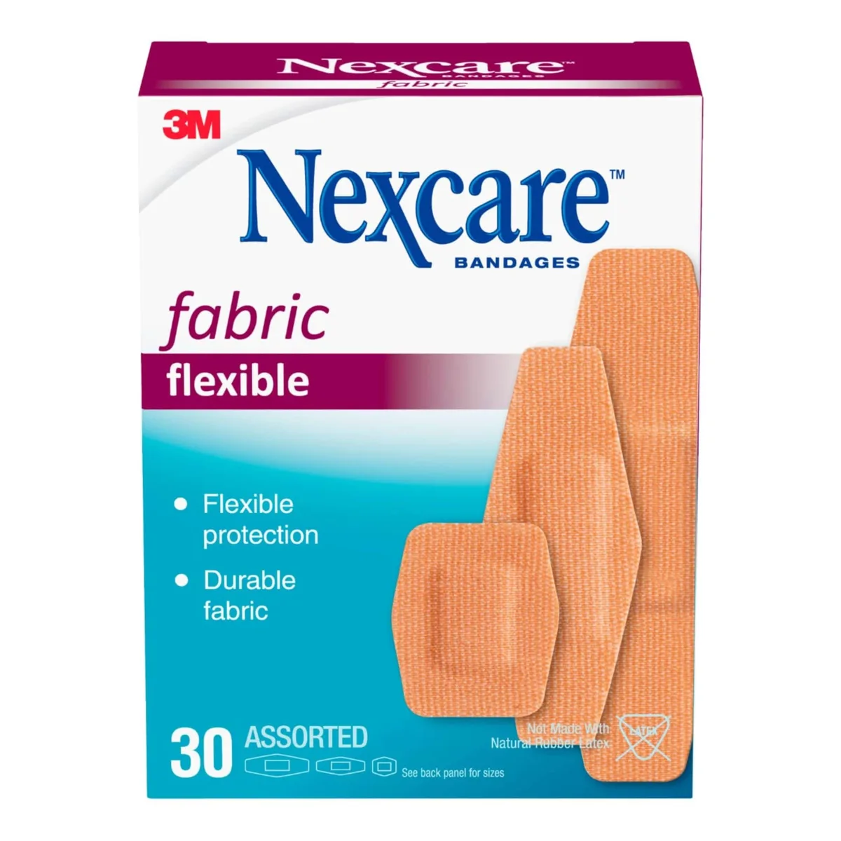 Nexcare 665-30 Heavy Duty Fabric Bandages Assorted Sizes 30 Count First Aid — product photo