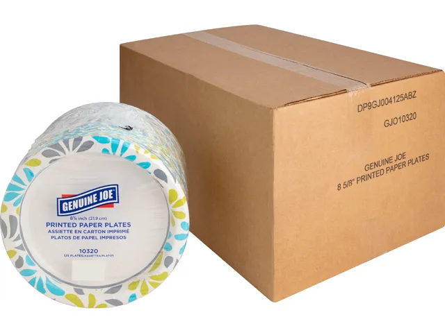 Genuine Joe Genuine Joe 10320CT Printed Paper Plates, 9", 125/Pack, 500/Carton — product photo
