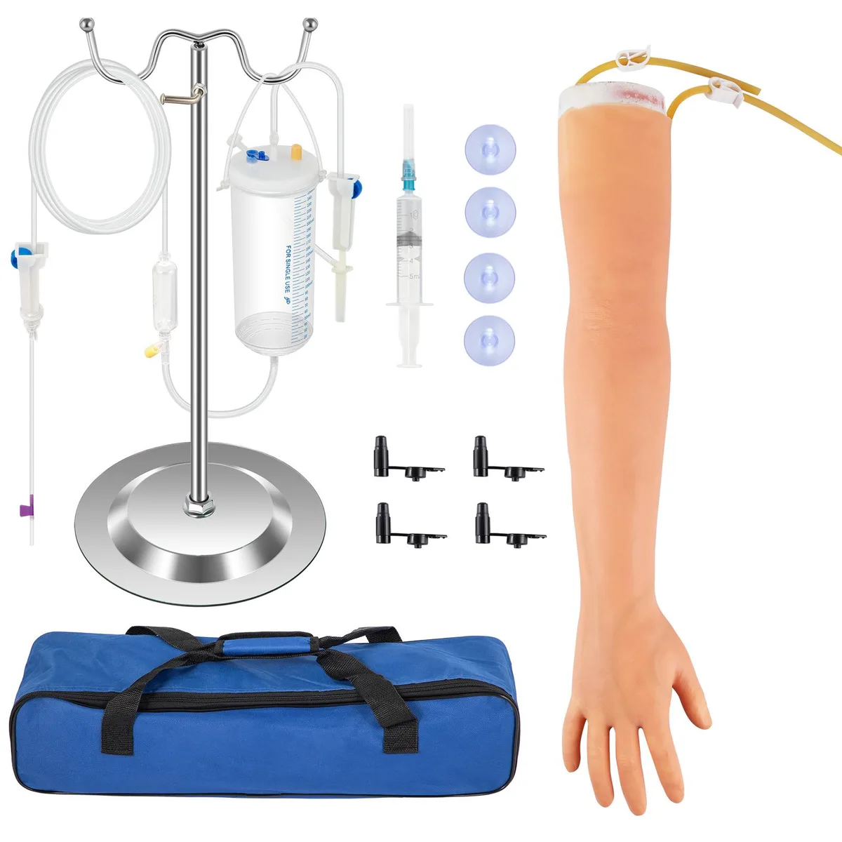 VEVOR phlebotomy practice arm kit with adjustable steel stand and carrying bag