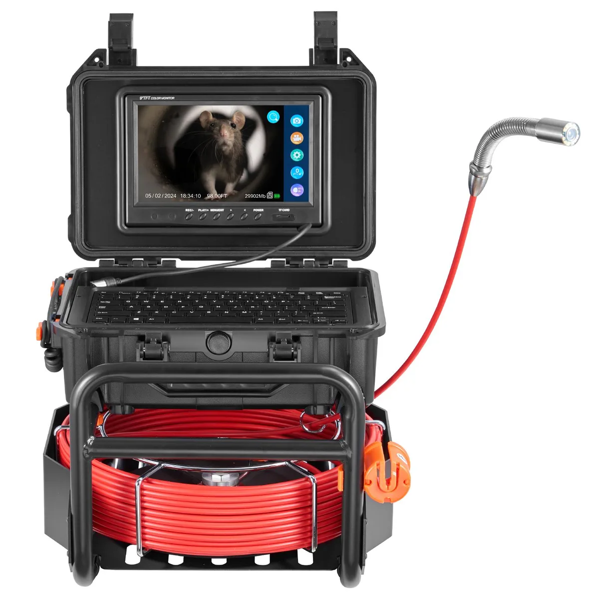 VEVOR VEVOR Sewer Camera 98 ft 30 m 512 Hz 9 inch 1080P 12 LED 32 GB — product photo