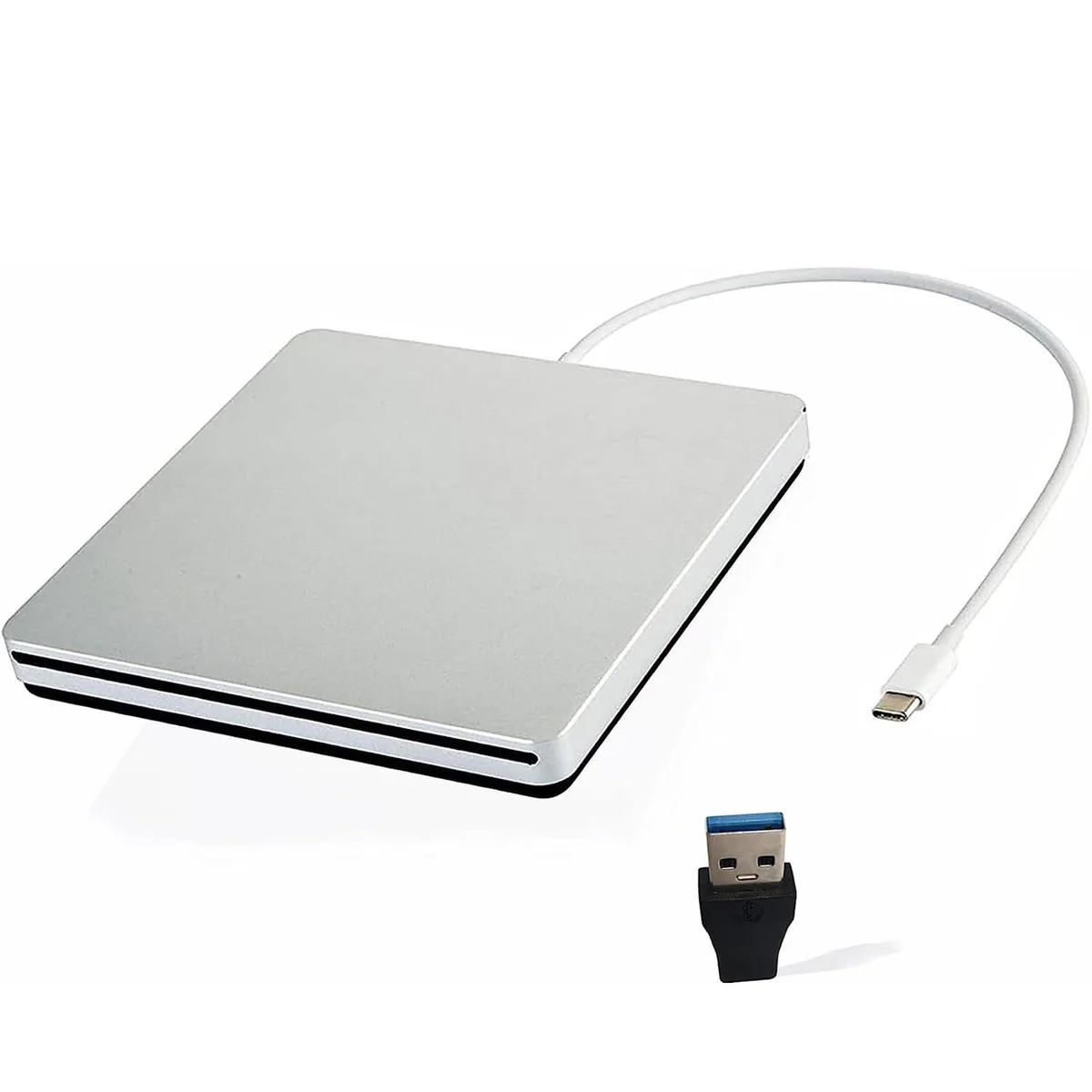 KEHIPI KEHIPI External CD DVD Drive USB-C 24x CD 8x DVD Silver — product photo