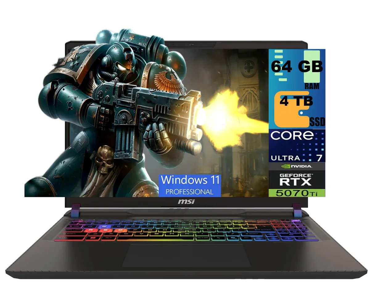 MSI MSI Vector 16 Gaming Laptop Ultra 7 255HX RTX 5070 Ti 64GB 4TB — product photo