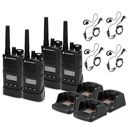 Motorola Motorola RMU2080d 4-pack two-way radio with display and earpieces — product photo