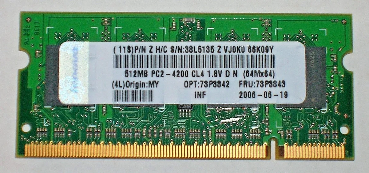 IBM IBM 512MB PC133 SODIMM 144-pin CL3 for ThinkPad X22 T23 2647 2653 2662 — product photo