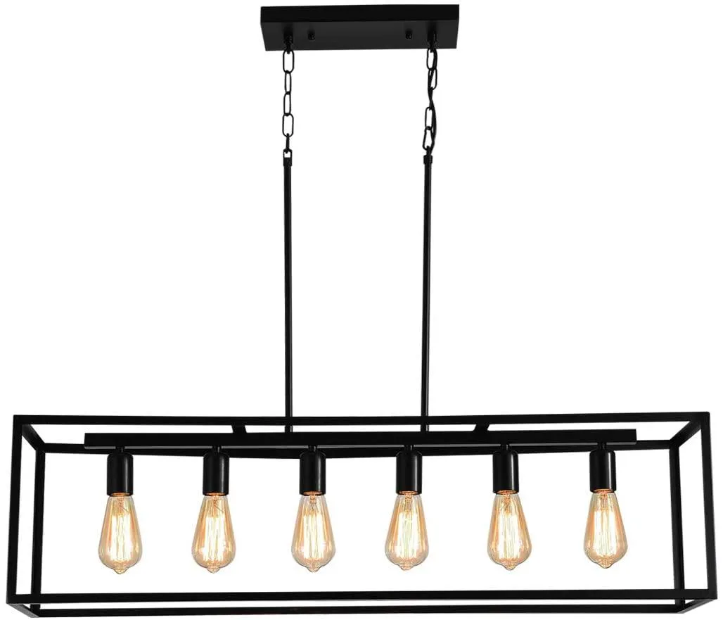 Garwarm Garwarm 6-Light Rectangle Flush Mount Black 38" 10.6" 23.6 — product photo