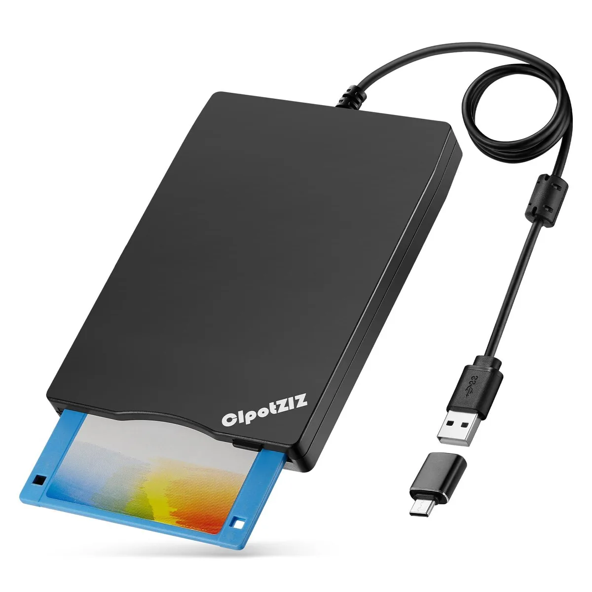 CIpotZIZ ZIZ01A-BK1 3.5" USB-A/C Floppy Drive Diskette Frosted 1.44MB — product photo