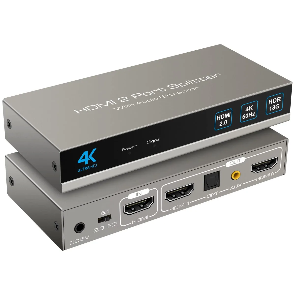WRIARICH WRIARICH HDMI Splitter Audio Extractor 4K60Hz 1×2 Optical 3.5mm — product photo