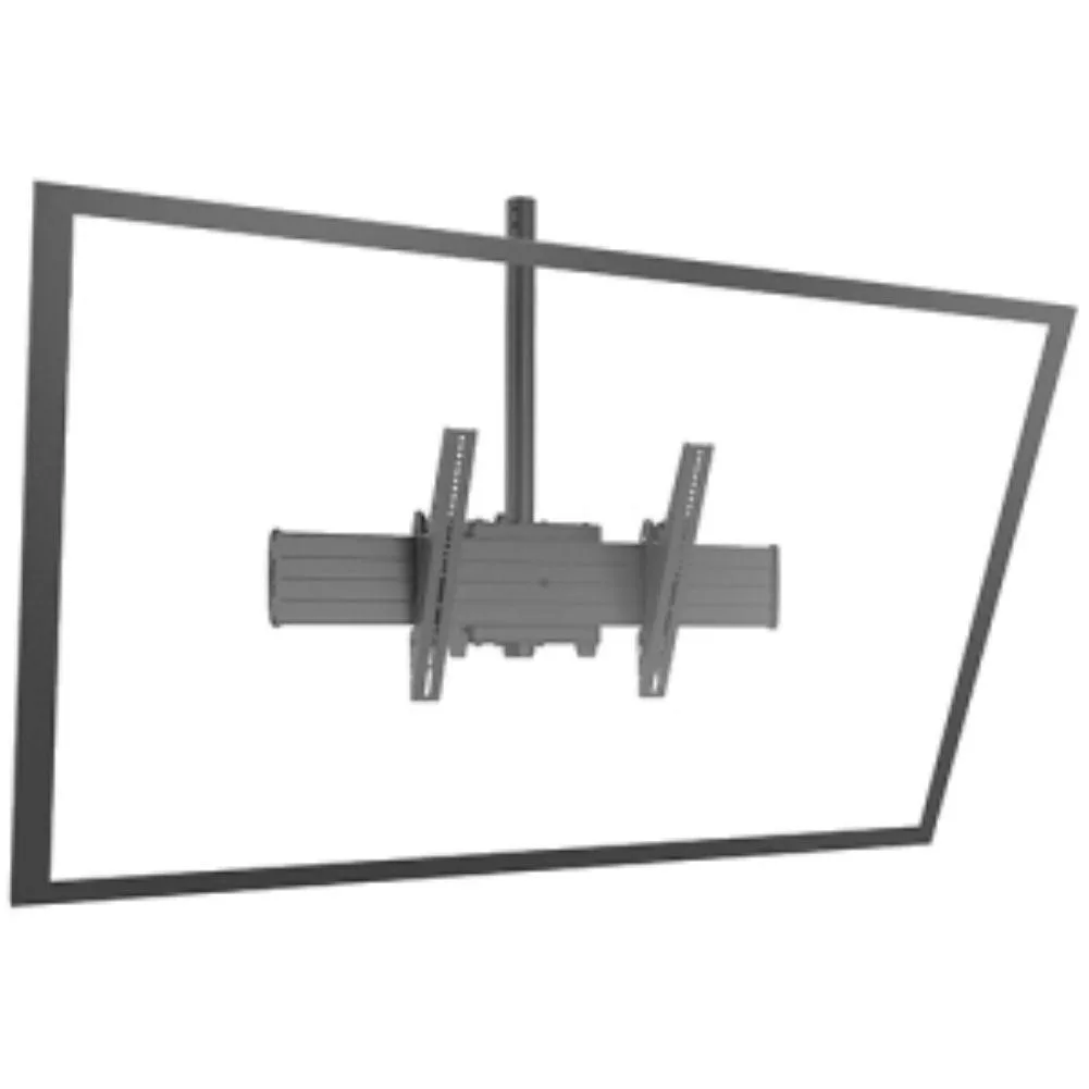 Black ceiling mount for 90 inch display, 250 lb capacity, adjustable tilt and swivel