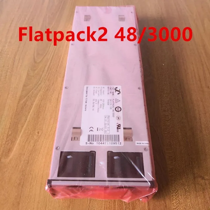 Rectangular silver ATX power supply unit with label showing Flatpack2 48/3000 241119.100