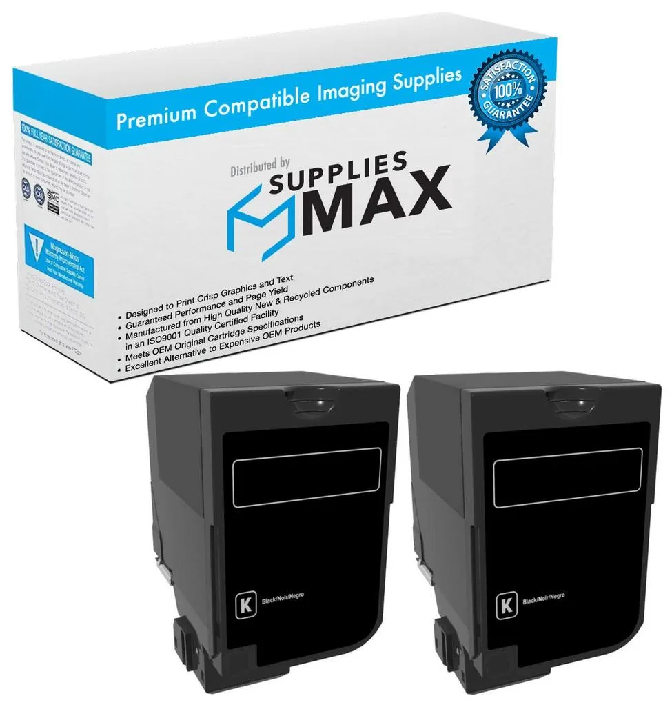 SuppliesMax SuppliesMax LEX74C1HK0_2PK Black High Yield Toner Cartridge 2 Pack 20000 Pages — product photo