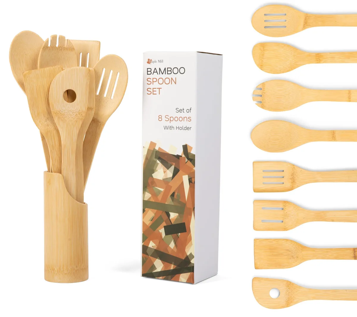  Maple Mill MM-SB-2 19-Piece Bamboo Cutlery Set with Holder — product photo