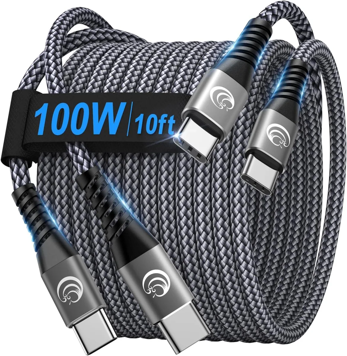 Elestur Elestur USB-C to USB-C 100W Cable 10ft 2-Pack Braided — product photo