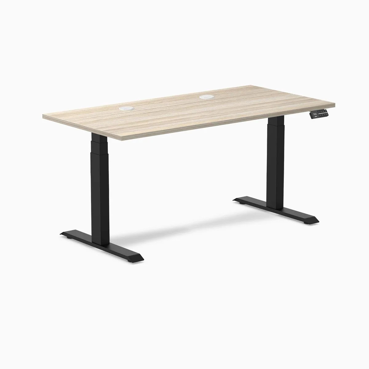 Desky Desky Dual Laminate Sit Stand Desk Classic Oak Matte Black 59.1 x 29.5 in — product photo