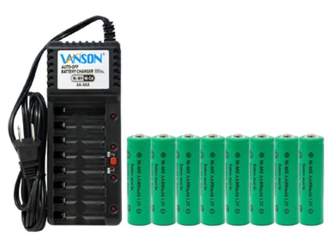 DUSLAN DUSLAN V868 8-bay AA/AAA charger with 8 AA 800 mAh NiMH batteries — product photo