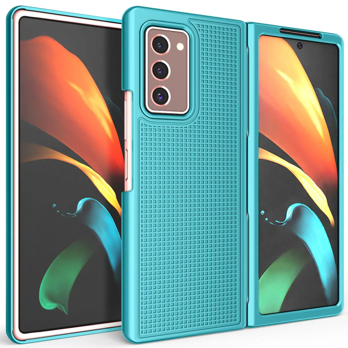 Nakedcellphone Nakedcellphone Grid Case Slim Protective Cover Teal for Samsung Galaxy Z Fold 2 5G SM-F916 — product photo