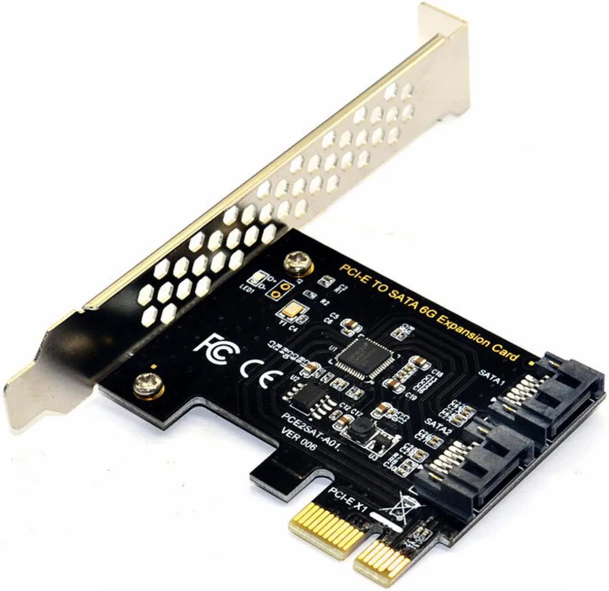 Vszerda Vszerda PCIe SATA 3.0 expansion card 2 ports ASM1061 low profile bracket — product photo