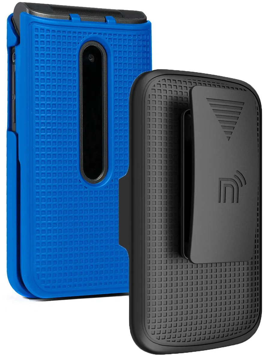 Nakedcellphone Nakedcellphone Grid Case + Belt Clip Holster Combo for LG Wine 2 LTE LM-Y120 Cobalt Blue — product photo
