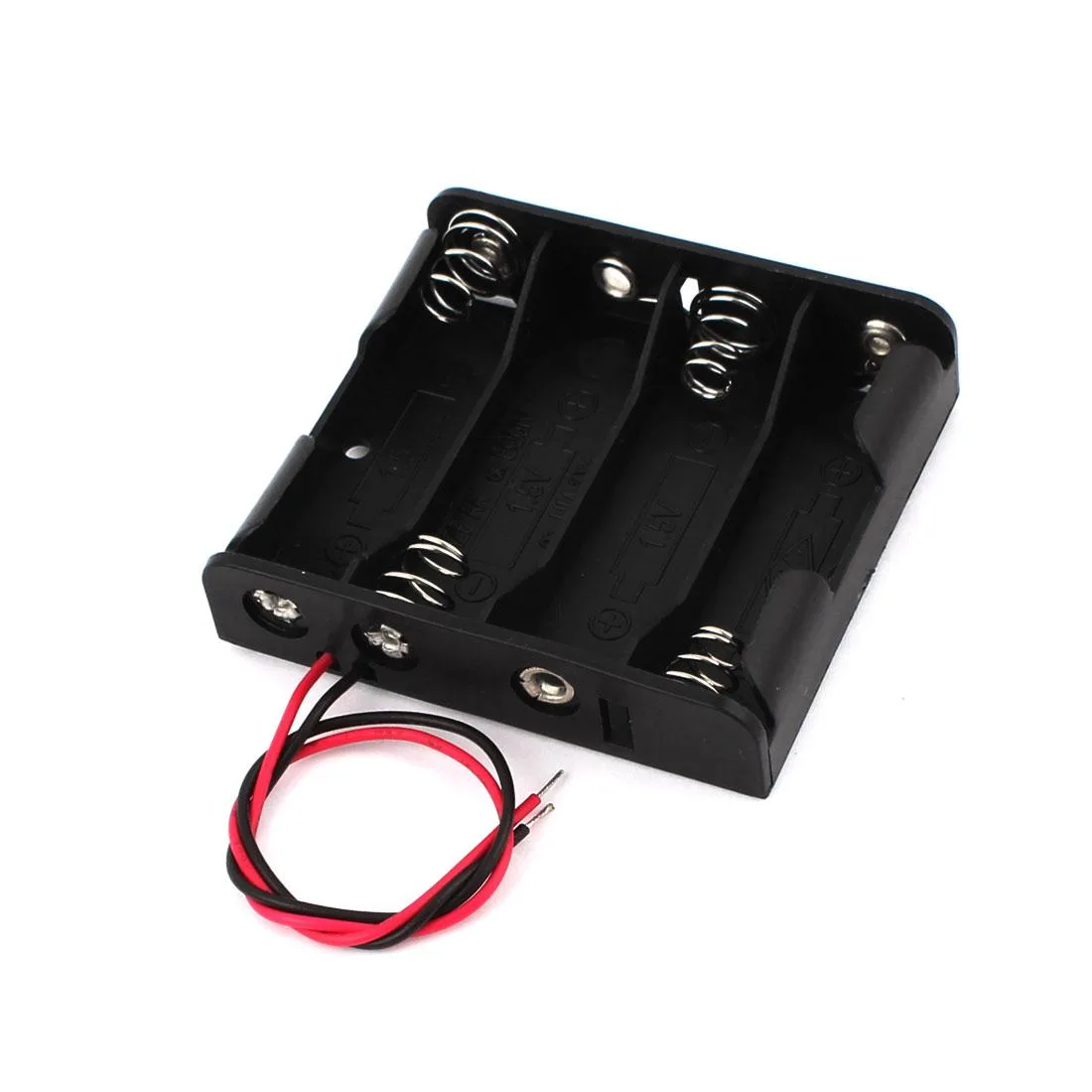 Unique-Bargains Unique-Bargains 4 x AA Battery Storage Case 6" Wires Clip Black Red — product photo