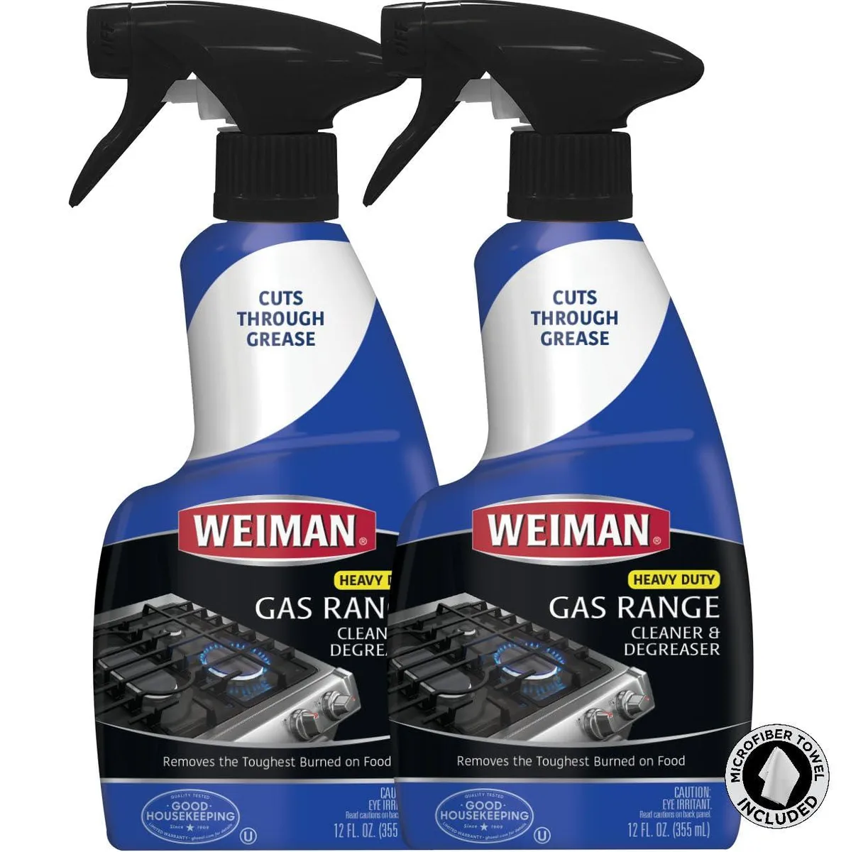 Two 24 oz spray bottles and a microfiber towel