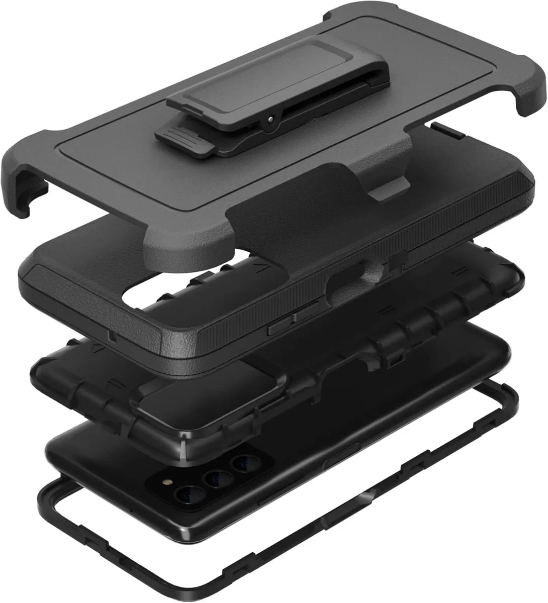TAURKENAM TAURKENAM Samsung Galaxy A03s Rugged Case with Belt Clip Holster Black — product photo