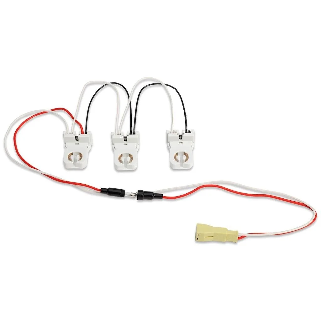 GE 32083 three-lamp wiring harness with three non-shunted sockets and in-line fuse