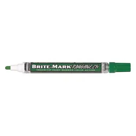 Silver aluminium paint marker with clip cap and green medium bullet tip