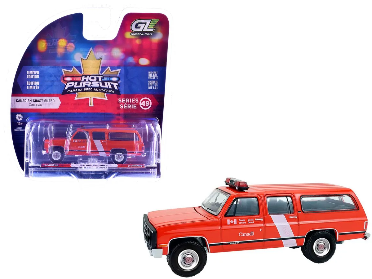 GREENLIGHT GREENLIGHT 1991 GMC Suburban Canada Coast Guard Hot Pursuit 1/64 Diecast — product photo