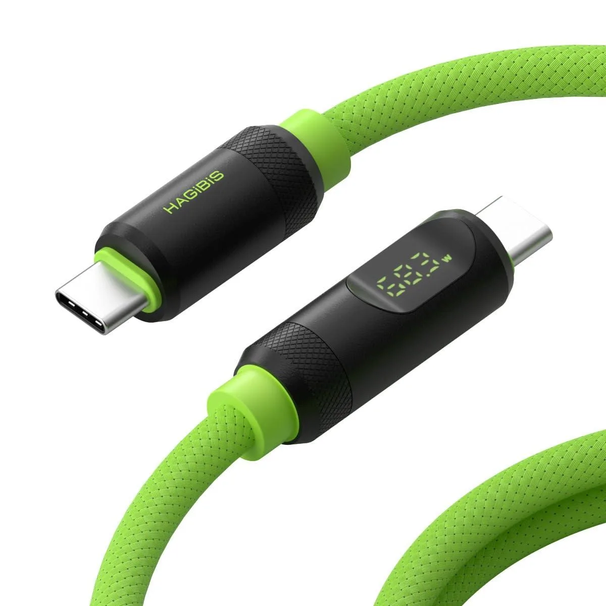 Fervit Fervit USB 4 cable LED display 240W 40Gbps 8K@60Hz braided green 3.3FT — product photo
