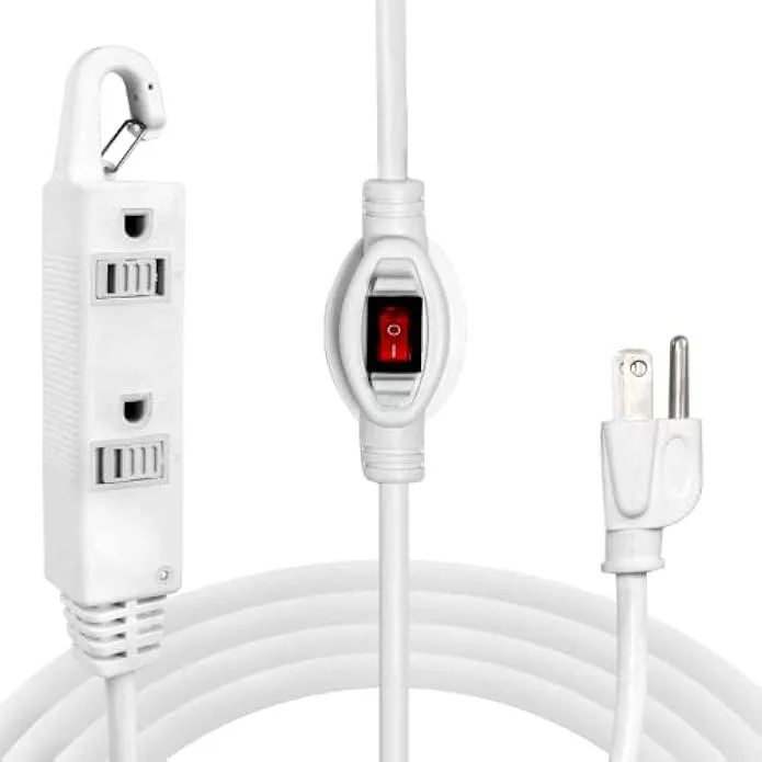 TAURKENAM TAURKENAM 10 FT 3-Outlet Inline Extension Cord with Switch White power adapter — product photo