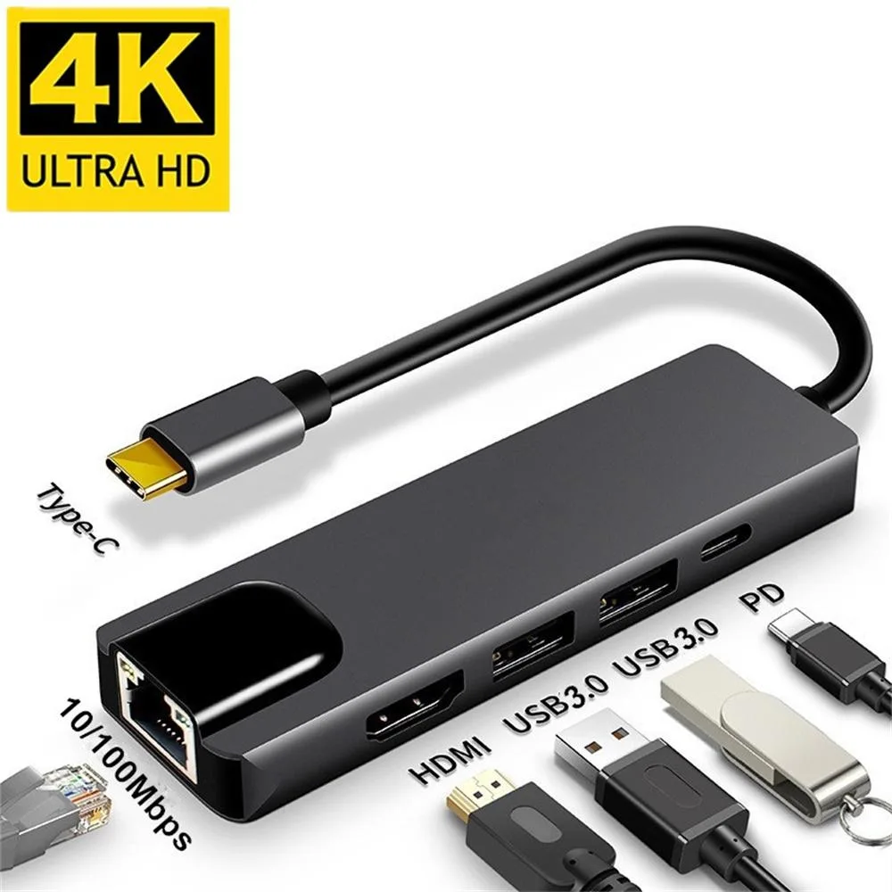 WRIARICH WRIARICH LKTC15 5-in-1 USB-C 3.0 dock station multi OTG video hub grey — product photo