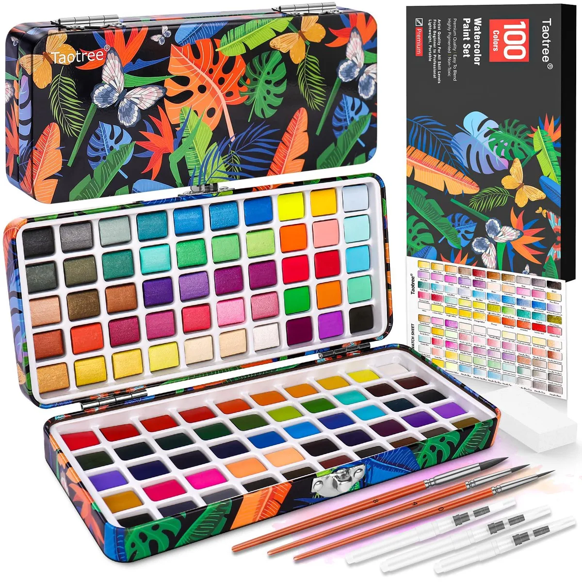  Taotree Watercolor Paint Set 100 Colors 110 pcs — product photo